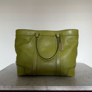 Coach Green Leather Tote Bag